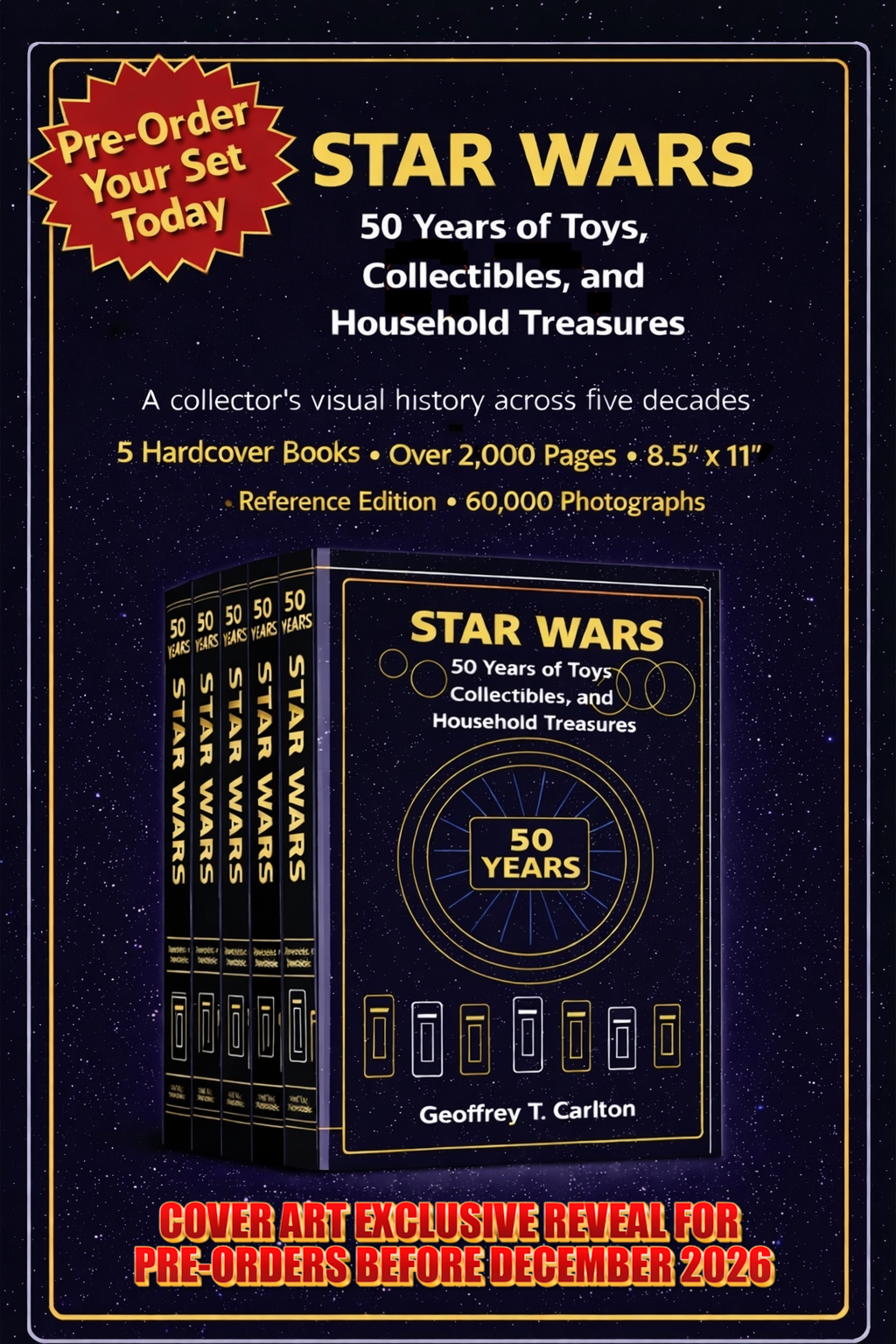 Concept cover art for STAR WARS: 50 Years of Toys, Collectibles, and Household Treasures